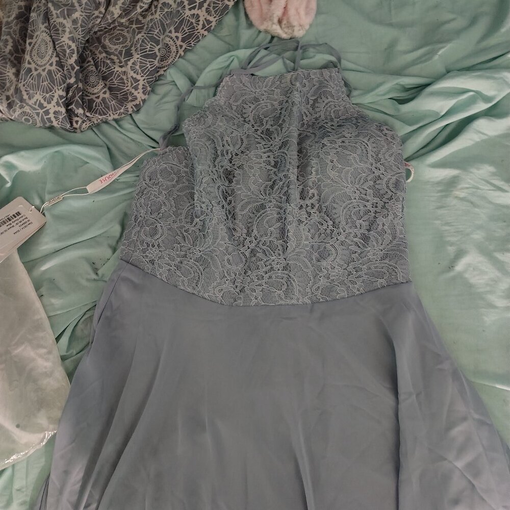 Dusty blue bridesmaid dress